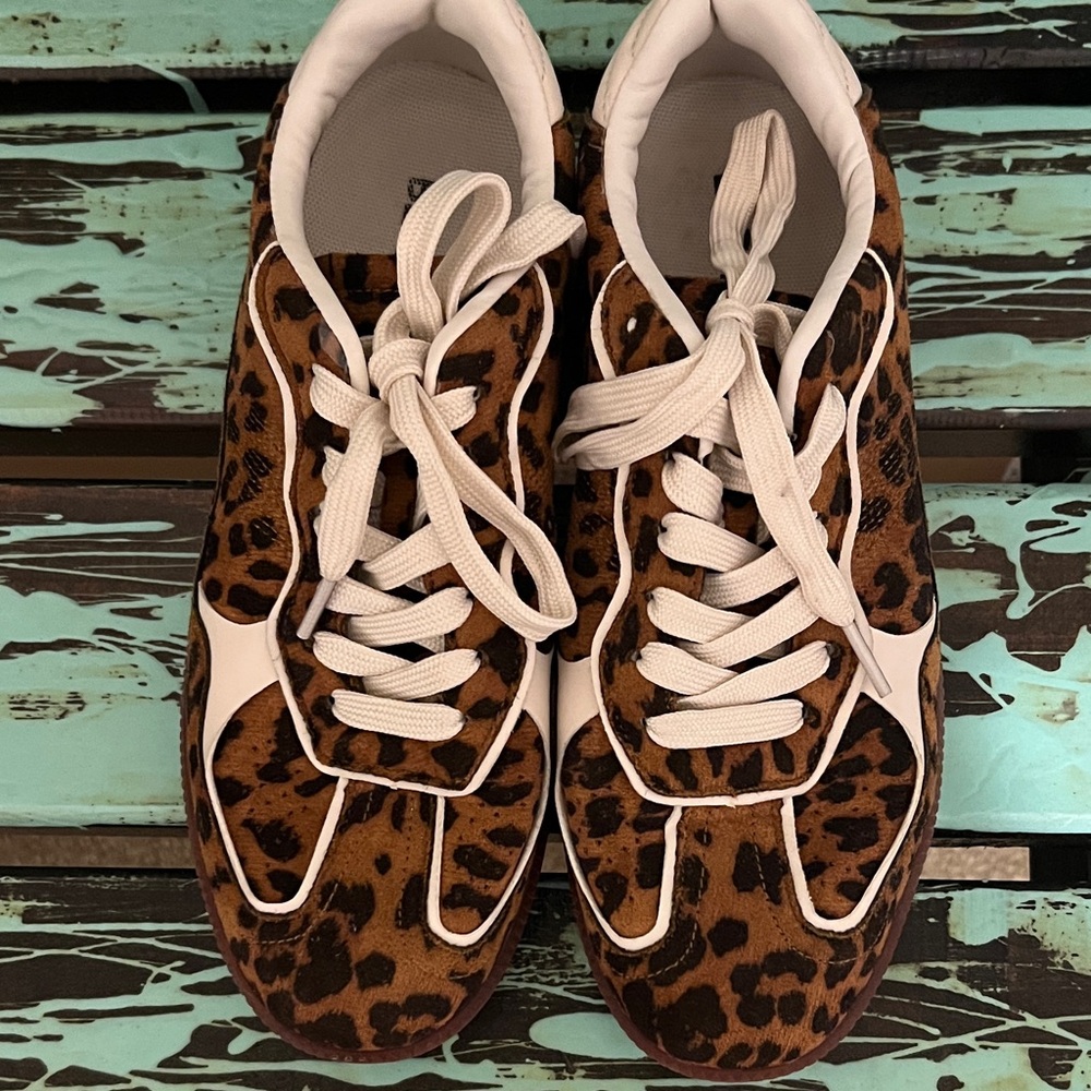 Leopard Print Women's Sneakers with White Accents